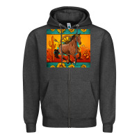 Charcoal Heather western sunset galloping horse sunflower Zipper Hoodie - Artiststas