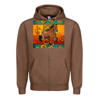 Chestnut western sunset galloping horse sunflower Zipper Hoodie - Artiststas