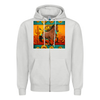 Dove Grey western sunset galloping horse sunflower Zipper Hoodie - Artiststas