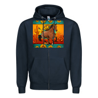 Navy western sunset galloping horse sunflower Zipper Hoodie - Artiststas