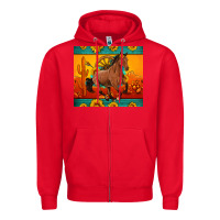 Red western sunset galloping horse sunflower Zipper Hoodie - Artiststas