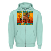 Seafoam western sunset galloping horse sunflower Zipper Hoodie - Artiststas