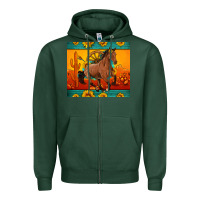 Sports Green western sunset galloping horse sunflower Zipper Hoodie - Artiststas