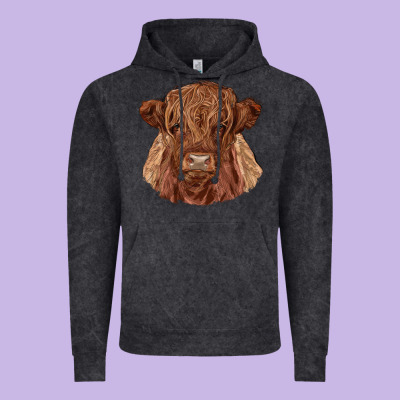 Highland Cow Vintage Hoodie Designed By Ranaportraitstore