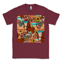 Burgundy football hereford sunflower seamless pattern Classic Tee - JahusDesignShop