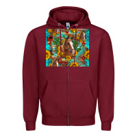 Burgundy sunflowers and cactus horses turquoise aztec leopard background Zipper Hoodie - Artiststas
