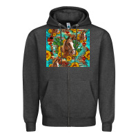 Charcoal Heather sunflowers and cactus horses turquoise aztec leopard background Zipper Hoodie - Artiststas