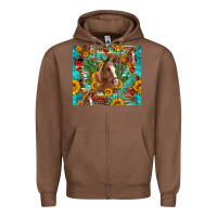 Chestnut sunflowers and cactus horses turquoise aztec leopard background Zipper Hoodie - Artiststas