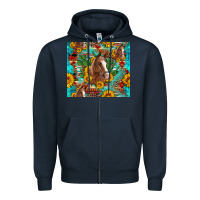 Navy sunflowers and cactus horses turquoise aztec leopard background Zipper Hoodie - Artiststas
