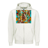 Oatmeal Heather sunflowers and cactus horses turquoise aztec leopard background Zipper Hoodie - Artiststas