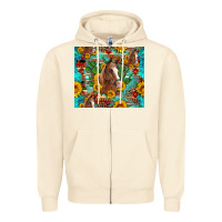 Sandshell sunflowers and cactus horses turquoise aztec leopard background Zipper Hoodie - Artiststas