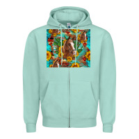 Seafoam sunflowers and cactus horses turquoise aztec leopard background Zipper Hoodie - Artiststas