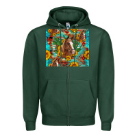 Sports Green sunflowers and cactus horses turquoise aztec leopard background Zipper Hoodie - Artiststas