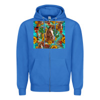 True Royal sunflowers and cactus horses turquoise aztec leopard background Zipper Hoodie - Artiststas