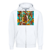 White sunflowers and cactus horses turquoise aztec leopard background Zipper Hoodie - Artiststas