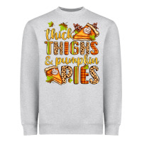 Heather Grey thick thighs and pumpkin pies Heavyweight Sweatshirt - Zillion Design Studio