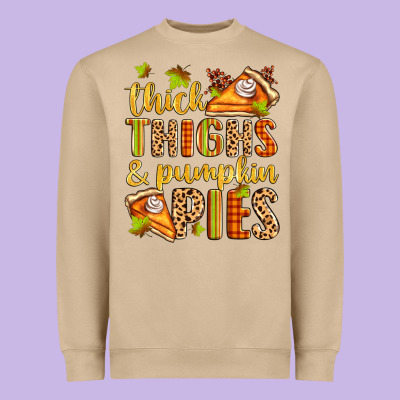 Thick Thighs And Pumpkin Pies Heavyweight Sweatshirt Designed By Zillion Design Studio