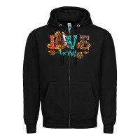 Black love horses  leather turquoise leopard Zipper Hoodie - Artiststas