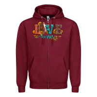 Burgundy love horses  leather turquoise leopard Zipper Hoodie - Artiststas