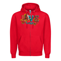 Red love horses  leather turquoise leopard Zipper Hoodie - Artiststas