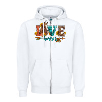 White love horses  leather turquoise leopard Zipper Hoodie - Artiststas