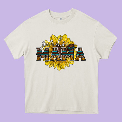 Girls Mama Sunflower Heavy Core Tee Designed By Racoondesign