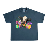 Midnight Navy Happy Easter Cow Easter Day Urban Heavy Tee - Neo Western