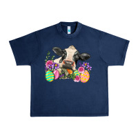 Navy Happy Easter Cow Easter Day Urban Heavy Tee - Neo Western