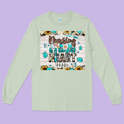 Nursing Is A Work Of Heart Long Sleeve Tee Designed By Jahusdesignshop