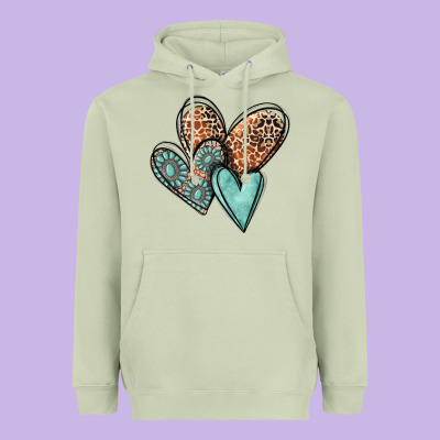 Western Love Hearts Heavyweight Hoodie Designed By Maliassmallbusiness