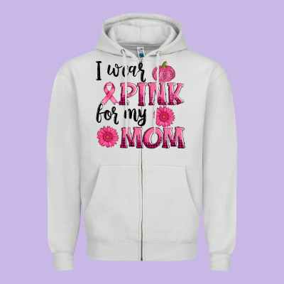 I Wear Pink For My Mom Sunlower And Pumpkin Zipper Hoodie Designed By Adodesignshop