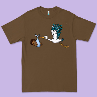 Stork With Black Baby Boy Premium Tee Designed By Barkaloodesign