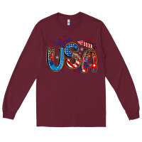 Burgundy usa 4th of july Long Sleeve Tee - Artiststas