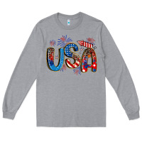 Heather Grey usa 4th of july Long Sleeve Tee - Artiststas