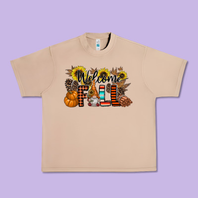 Welcome Fall Pumpkin Urban Heavy Tee Designed By Cowhidedigitalart