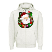 Oatmeal Heather horseshoe santa Zipper Hoodie - AdoDesignShop
