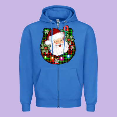 Horseshoe Santa Zipper Hoodie Designed By Adodesignshop