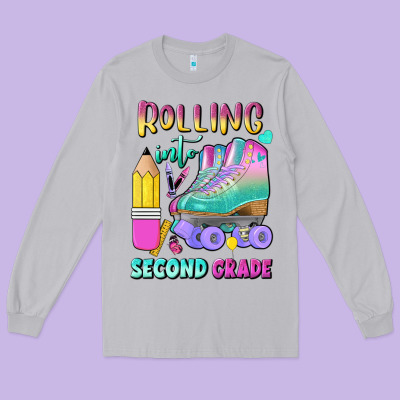 Rolling Into Second Grade Long Sleeve Tee Designed By Bundleandbundleshop