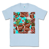 Dusty Blue football leopard cactus seamless pattern Classic Tee - JahusDesignShop