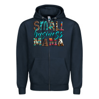 Navy small business mama leopard turquoise aztec serape cowhide Zipper Hoodie - Artiststas