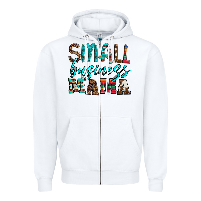 Small Business Mama Leopard Turquoise Aztec Serape Cowhide Zipper Hoodie by Artiststas | Teevron