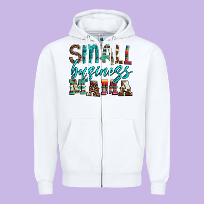 Small Business Mama Leopard Turquoise Aztec Serape Cowhide Zipper Hoodie Designed By Artiststas