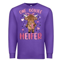 Purple one boujee heifer Premium Sweatshirt - MaliasSmallBusiness