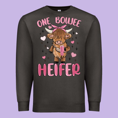 One Boujee Heifer Premium Sweatshirt Designed By Maliassmallbusiness