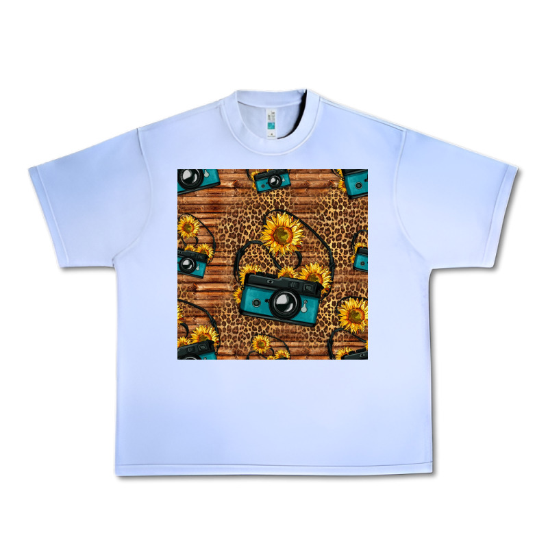 Western Sunflowers Camera Seamless Pattern Urban Heavy Tee by HRA Design Shop | Teevron