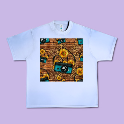 Western Sunflowers Camera Seamless Pattern Urban Heavy Tee Designed By Hra Design Shop