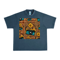 Midnight Navy western sunflowers camera seamless pattern Urban Heavy Tee - HRA Design Shop