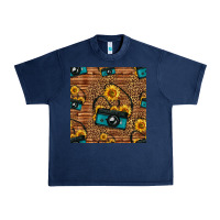 Navy western sunflowers camera seamless pattern Urban Heavy Tee - HRA Design Shop