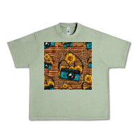 Oil Green western sunflowers camera seamless pattern Urban Heavy Tee - HRA Design Shop