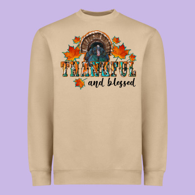 Thankful And Blessed Heavyweight Sweatshirt Designed By Ranaportraitstore